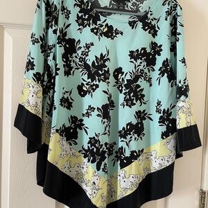 Alfani Women's Floral Top - Black, Mint, Yellow